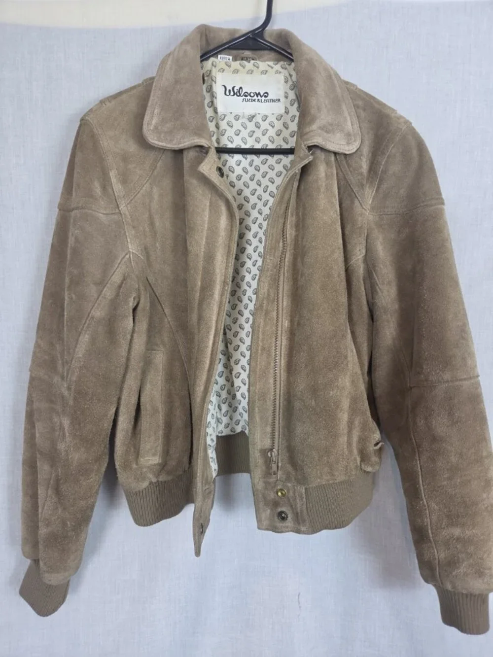 Wilson Leather Bomber Jacket Coat VTG Women's L (12) Unisex Winter Preppy Warm